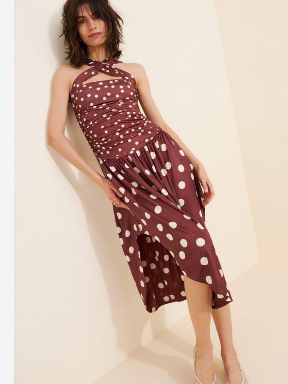 🆕 Free People RAYON Variegated
Polka Dot Midi Dress…NWT